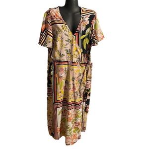 Who What Wear Floral Patchwork Midi Dress - Multicolor